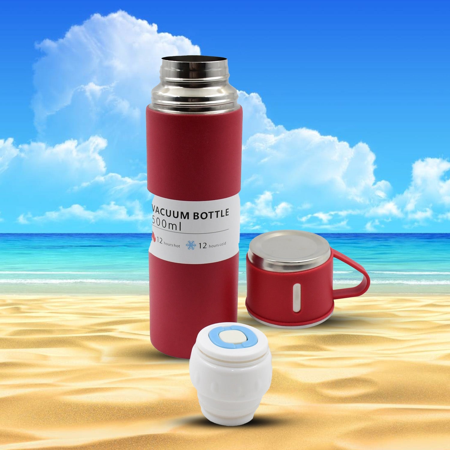 Stainless Steel Vacuum Insulated Water Bottle With Coffee / Tea Mug (500 ML) Stainless Steel Vacuum Insulated Water Bottle With Coffee / Tea Mug (500 ML)